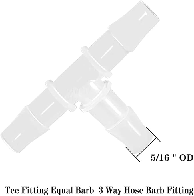 5/16" Tee Fitting Equal Barb 3 Way Hose Barb Fitting,Splicer Joint Mender Adapter Union Fitting for Fuel Gas Liquid Air (Pack of 5)
