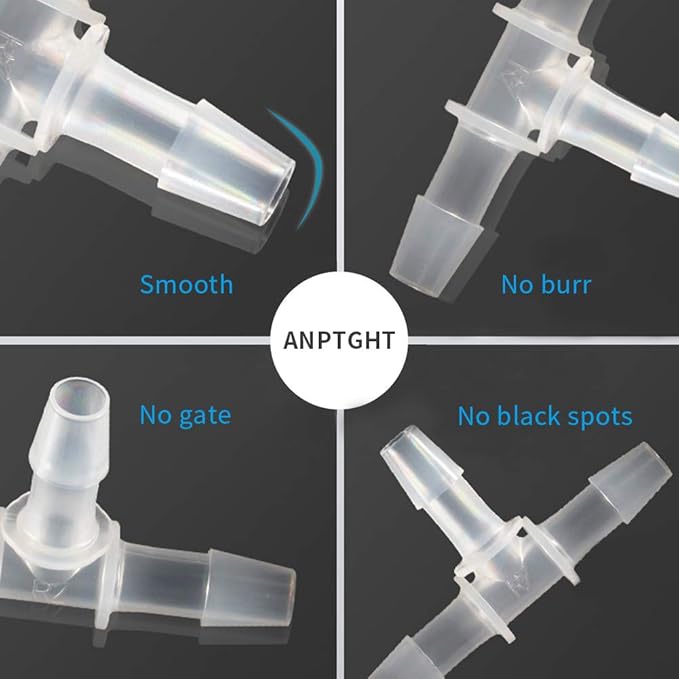 3/4" Tee Fitting Equal Barb 3 Way Hose Barb Fitting Splicer Joint Mender Adapter Union Fitting for Fuel Gas Liquid Air (Pack of 5)