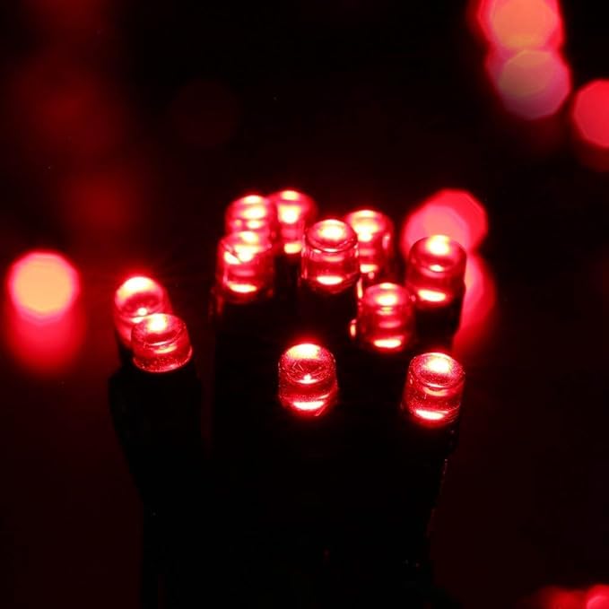 Toodour Solar Christmas Lights - 2 Packs Total 144ft 400 LED 8 Modes Waterproof Outdoor String Lights for Garden, Patio, Fence, Balcony, Christmas Tree Decor - Red