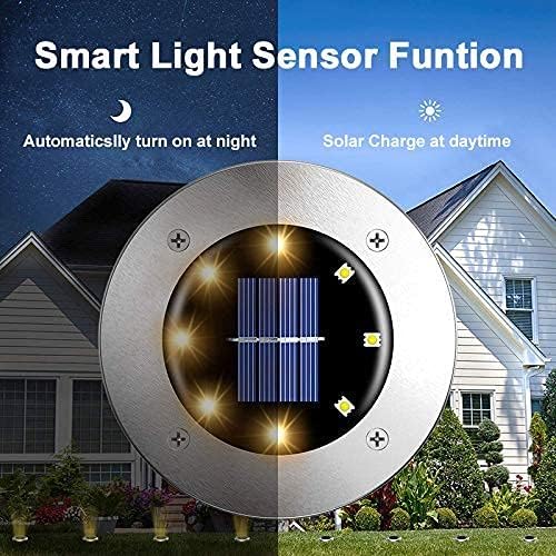 Aogist Solar Ground Lights 12 Packs, 8 LED Solar Garden Lights, Waterproof Outdoor Solar Disk Lights, In-ground Outdoor Landscape Lights for Pathway Yard Walkway Patio Lawn Path (Warm White)