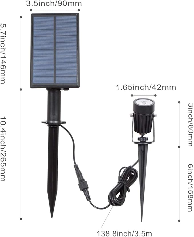 T-SUN Solar Spotlights, Outdoor LED Solar Lights, Waterproof Auto ON/Off Solar Wall Lights for Garden,Driveway, Pathway, Pool Area(White)