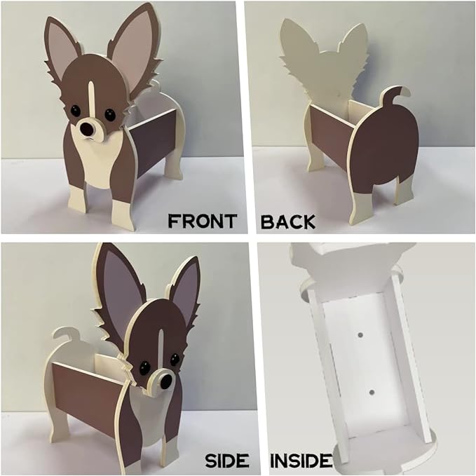 White French Bulldog Dog Planter Plant Pots,Cute Garden Dog Flower Planter,Dog Planters Birthday Gifts for Women,Office,Indoor/Outdoor Decor(9.45 * 6.3 * 13.35in)