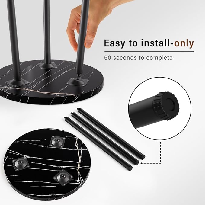 Plant Stand Indoor Tall: Corner Wood Plant Stand 2 Pack Mid Century Modern Decor - Small Round Plant Table for Indoor Plants - Outdoor Plant Holder for Patio Living Room Bathroom Office (Black Marble)