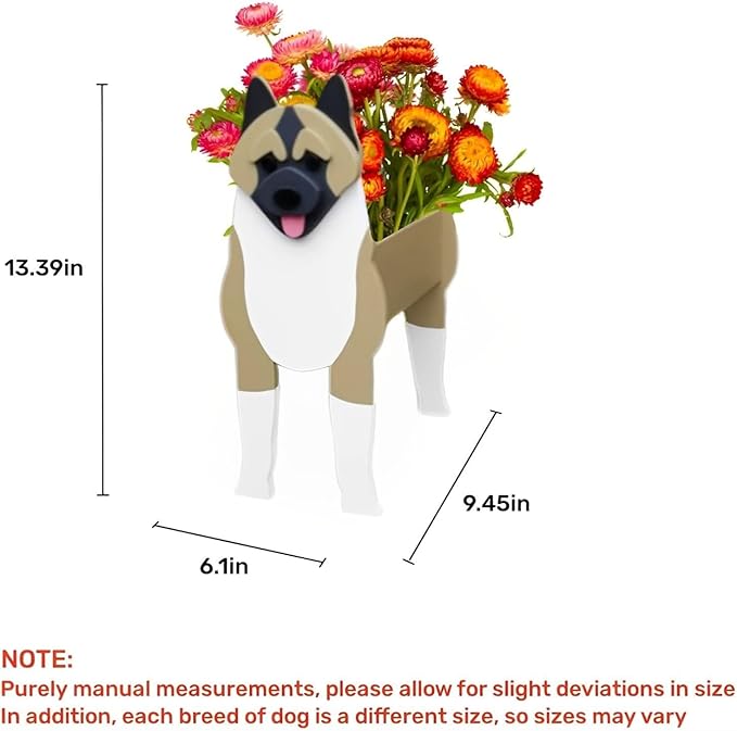 American Akita Dog Planter Plant Pots,Cute Garden Dog Flower Planter,Dog Planters Birthday Gifts for Women,Office,Indoor/Outdoor Decor(9.45 * 6.1 * 13.39in)