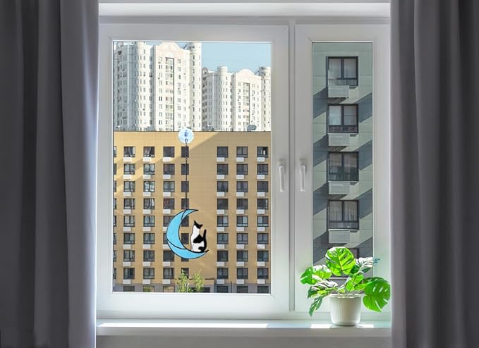 Black and White Cat Gifts,Cat Loss Sympathy Gift,Cat Memorial Gifts for Loss of Cat,Tuxedo cat Gifts,Cat Suncatcher,Stained Glass Cat Window Hanging