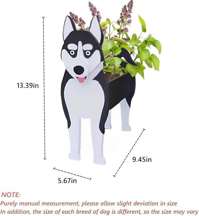 Siberian Husky Dog Planter Plant Pots,Cute Garden Dog Flower Planter,Dog Planters Birthday Gifts for Women,Office,Indoor/Outdoor Decor(9.45 * 5.67 * 13.39in)