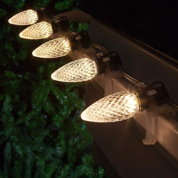 50Pack C9 Replacement LED Light Bulbs, Strawberry Christmas Bulb 2700K Soft White Shatterproof & Waterproof Outdoor String Light Bulbs, E17 Candelabra Base Edison Bulbs for Holiday Decoration