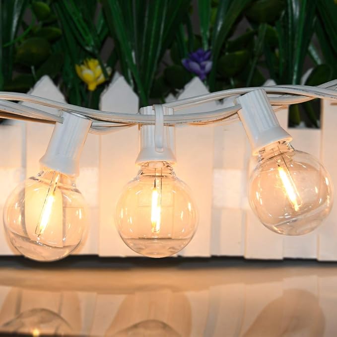 GOOTHY 50Ft LED String Lights, G40 LED Outdoor String Lights with 22 Shatterproof Globe LED Bulbs (2 Spare), Indoor/Outdoor Decoration String Lights for Patio Garden Bistro Backyard -White Wire