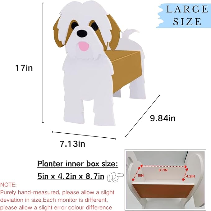 Brown Shih Tzu Dog Planter Plant Pots,Cute Garden Dog Flower Planter,Large Dog Planters Birthday Gifts for Women,Office,Indoor/Outdoor Decor(9.84 * 9.06 * 17in)