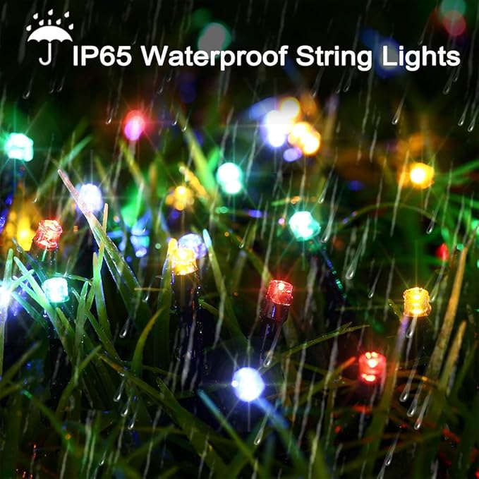 Toodour Solar Christmas Lights, 72ft 200 LED 8 Modes Outdoor Christmas String Lights, Waterproof Solar Fairy Lights for Christmas Tree, Fence, Holiday, Party, Balcony, Christmas Decor - Multicolor
