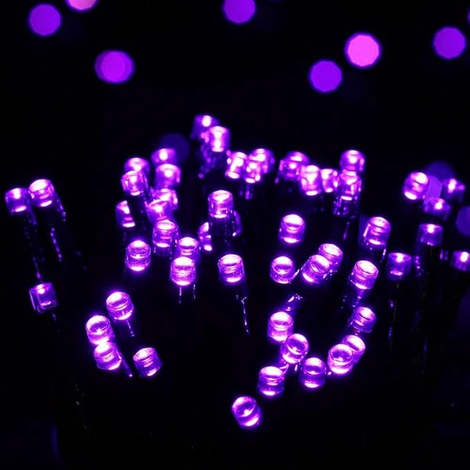 Toodour Solar Christmas Lights Outdoor, 200 LED 8 Modes Christmas String Lights, Waterproof Solar Light String for Garden, Patio, Fence, Holiday, Party, Balcony, Outdoor Christmas Decorations - Purple