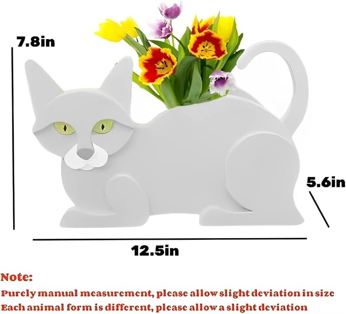 White Cat Planter Plant Pots,Cute Garden Cat Flower Planter,Cat Planters Birthday Gifts for Women,Office,Indoor/Outdoor Decor(12.5 * 5.6 * 7.8in)