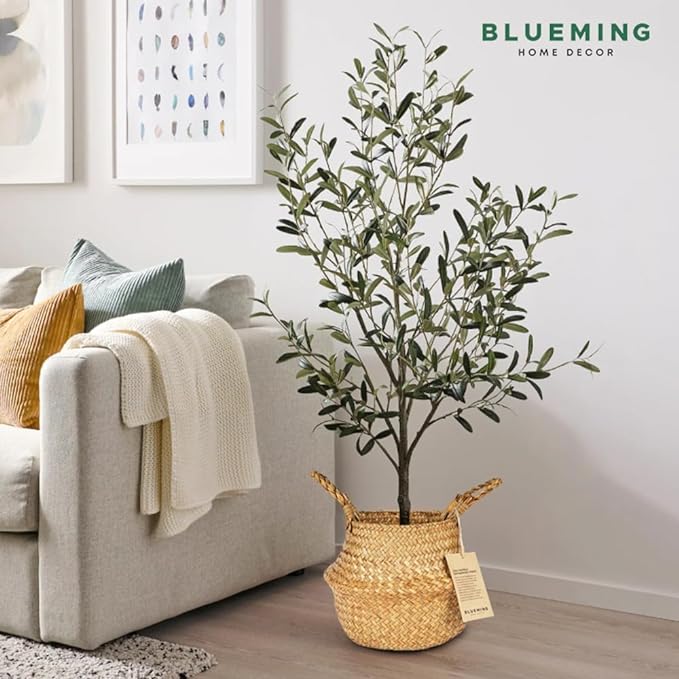 Tree Basket β Wicker Seagrass Planter for Tall Indoor Fake Olive House Plants, Decorative Rattan Baskets for 7-8 Inch Small Plant Pots (Original, Medium)