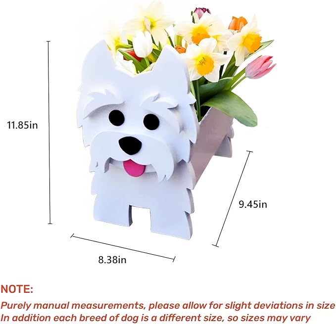 West Highland White Dog Planter Plant Pots,Cute Garden Dog Flower Planter,Dog Planters Birthday Gifts for Women,Office,Indoor/Outdoor Decor(9.45 * 5.75 * 12.2in)