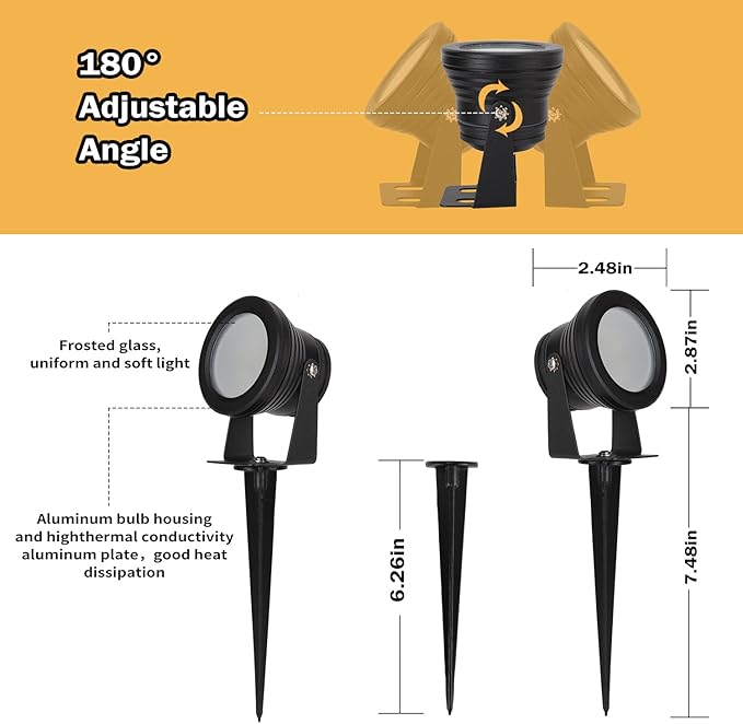 Smart Outdoor Lights,15w Halloween Lights with US Plug,12V APP Control Spotlight with Waterproof,Dimmable Spot Lights with Timer(NO Remote)