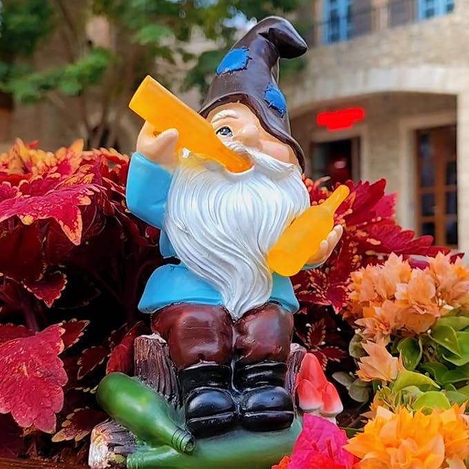 DKJOCKY Funny Garden Gnomes Outdoor, Solar Gnomes with Led Lights Decor for Outside, Gardening Gifts Garden Oranments Outdoor Birthday Gifts for Women Mom Grandma