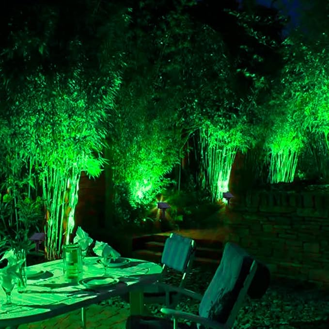 T-SUNUS Green Solar Lights Outdoor Waterproof IP65 Landscape Spotlights 2 Modes Dusk to Dawn for Christmas Halloween Tree Statue Graveyard Garden Flag 4 Pack