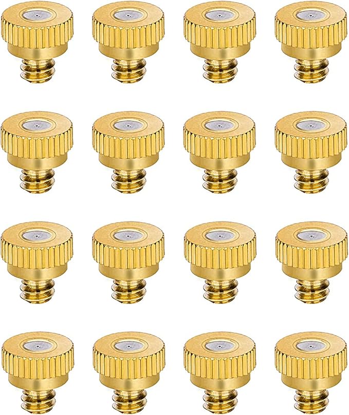 Aopin G 3/16 Brass Misting Nozzles 0.15mm / 0.006" Orifice Atomizing Mister Sprayer Nozzle Suitable For Outdoor Cooling,Garden Irrigation,Fountain, Crop Nutrient Injection, Greenhouse 16 Pcs