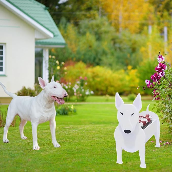 Bull Terrier Dog Planter Plant Pots,Cute Garden Dog Flower Planter,Dog Planters Birthday Gifts for Women,Office,Indoor/Outdoor Decor(9.45 * 5.57 * 13.39in)