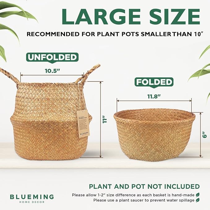Plant Basket β Large Wicker Indoor Planter for Artificial Olive Tree Pot, 9-10 Inch Woven Baskets for Faux House Plants (Original, Large)
