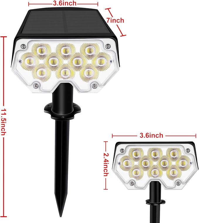 All-New Solar Spot Lights Outdoor Waterproof,20 LEDs Solar Flag Light with 2 Modes,Landscape Spotlights for Pathway, Patio, Garden, Trees,Flag,Pool (2 Pack,White Light)