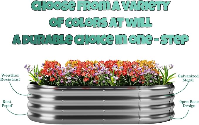 Raised Garden Bed, 4x2x1ft Raised Beds for Gardening Outdoor for Vegetables Flowers Ground Planter Box,Galvanized Raised Garden Beds