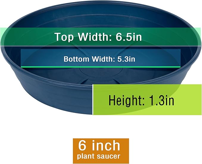 Plant Saucer 6 Inch 4 Pack 6 8 10 12 14 16 18 20 25, Plastic Plant Trays for Pots,Extra-Deep Plant Water Dray Tray, Bird Bath Bowl, Heavy Flower Plant saucers Indoors and Outdoor No Holes 6in-4 blue
