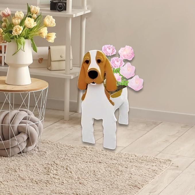 Brown and White Cocker Spaniel Dog Planter Plant Pots,Cute Garden Dog Flower Planter,Dog Planters Birthday Gifts for Women,Office,Indoor/Outdoor Decor(9.45 * 9.17 * 13.39in)