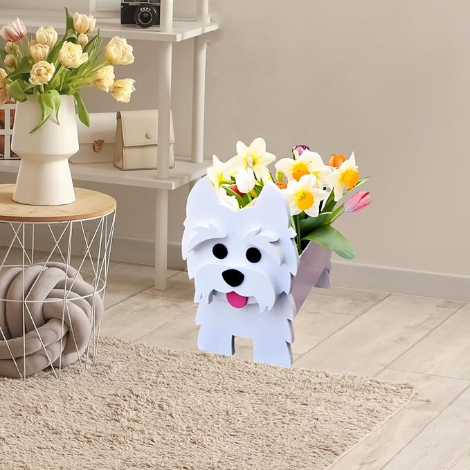 West Highland White Dog Planter Plant Pots,Cute Garden Dog Flower Planter,Dog Planters Birthday Gifts for Women,Office,Indoor/Outdoor Decor(9.45 * 5.75 * 12.2in)