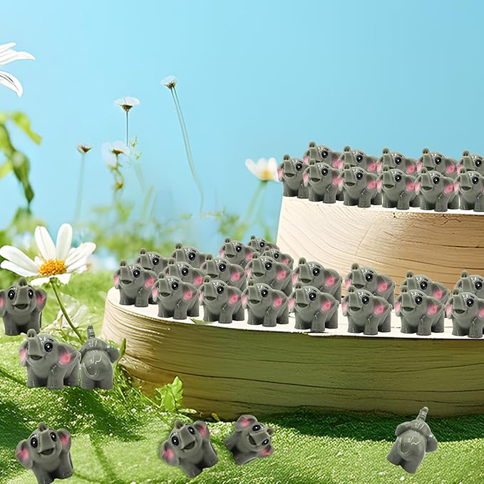 50 Pcs Mini Elephant Figurines for Fairy Gardens,Miniature Landscapes, Micro Landscape be Used for Various DIY Projects and Decorative,2 inches Long, 1 inch Wide, 1.2 inches high
