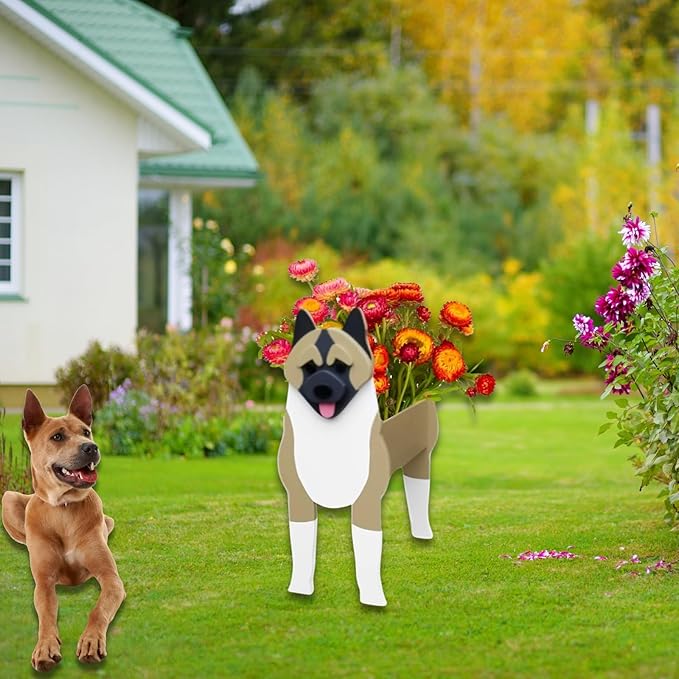 American Akita Dog Planter Plant Pots,Cute Garden Dog Flower Planter,Dog Planters Birthday Gifts for Women,Office,Indoor/Outdoor Decor(9.45 * 6.1 * 13.39in)