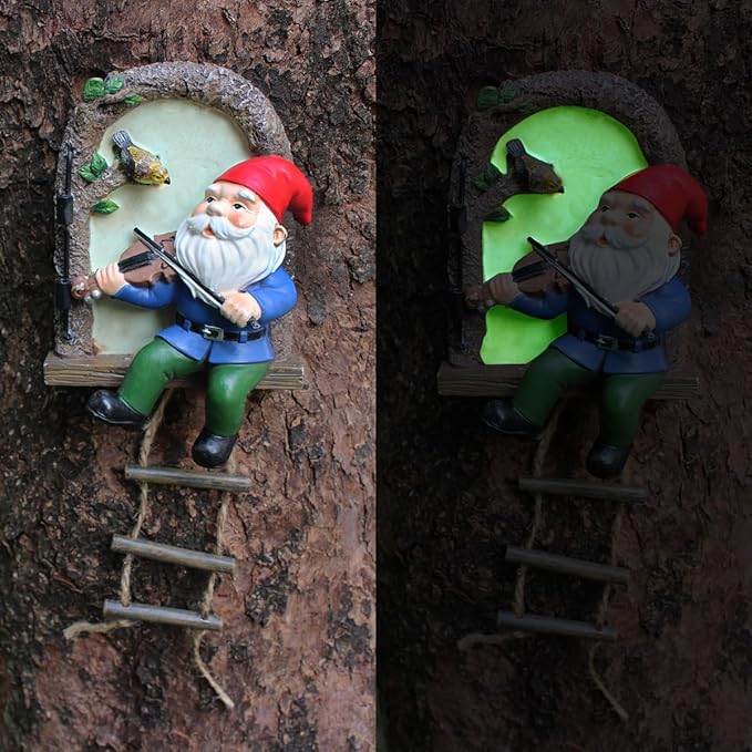 Funny Garden Gnome Statues, Creative Resin Dwarf Sculptures, Outdoor Yard Decor, Gnomes Tree Faces for Lawn, Patio, Porch, Miniature Fairy Garden Accessories, Novelty Gift for Indoor/Outdoor Use