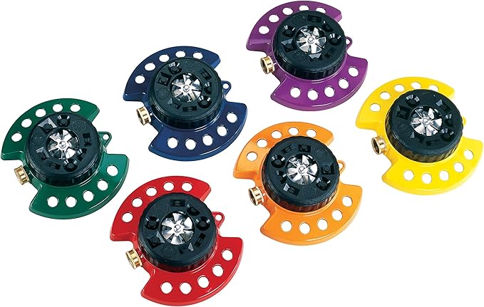 Dramm 15025 ColorStorm 9-Pattern Turret Sprinkler with Heavy-Duty Metal Base, Blue