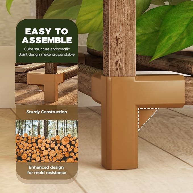 Bamworld Corner Plant Stand Indoor Tall Plant Shelf Outdoor Wood Plant Table for Multiple Plants Hanging Plant Rack for Window Garden Balcony Living Room