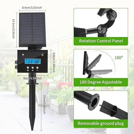 Solar Drip Irrigation System, Automatic Irrigation System for Outdoor Gardening,2200mA Battery and rain Sensing Function,for courtyards, Balconies, Gardens, 10 Potted Plants
