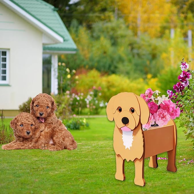 Cavoodle Dog Planter Plant Pots,Cute Garden Dog Flower Planter,Dog Planters Birthday Gifts for Women,Office,Indoor/Outdoor Decor(9.45 * 6.73 * 13.39in)