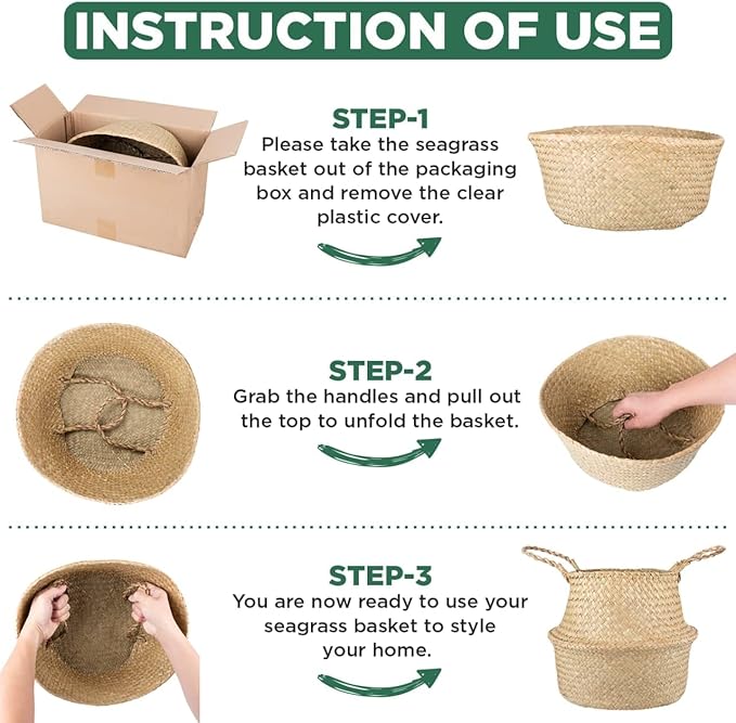Basket Planter β Seagrass Plant Pot for Artificial Olive Tree, Decorative 6-7 Inch Indoor Wicker Pot with Handles (Original, Small)