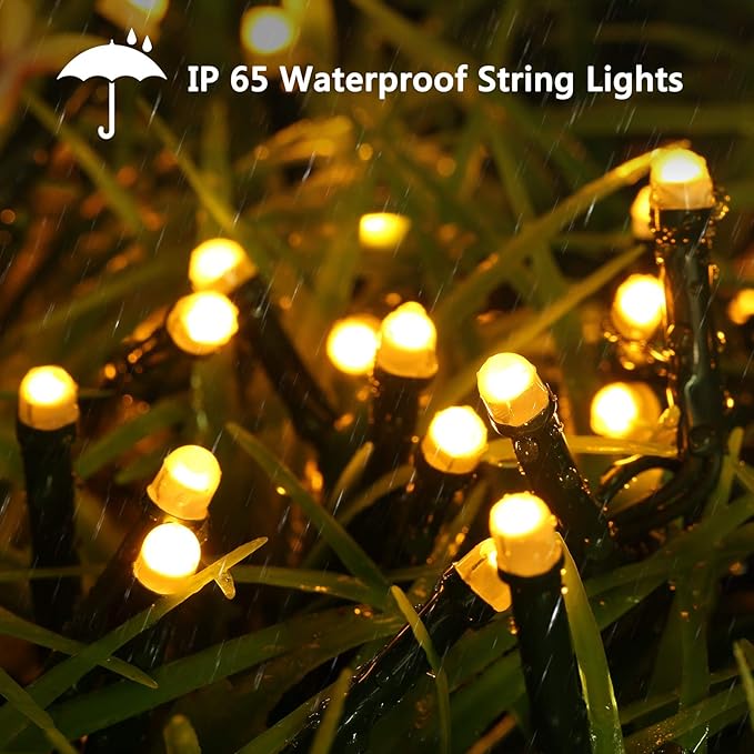 Toodour Solar Christmas Lights, 121ft 350 LED 8 Modes Solar String Lights, Waterproof Solar Outdoor Christmas Lights for Garden, Patio, Holiday, Party, Balcony, Christmas Decorations (Warm White)