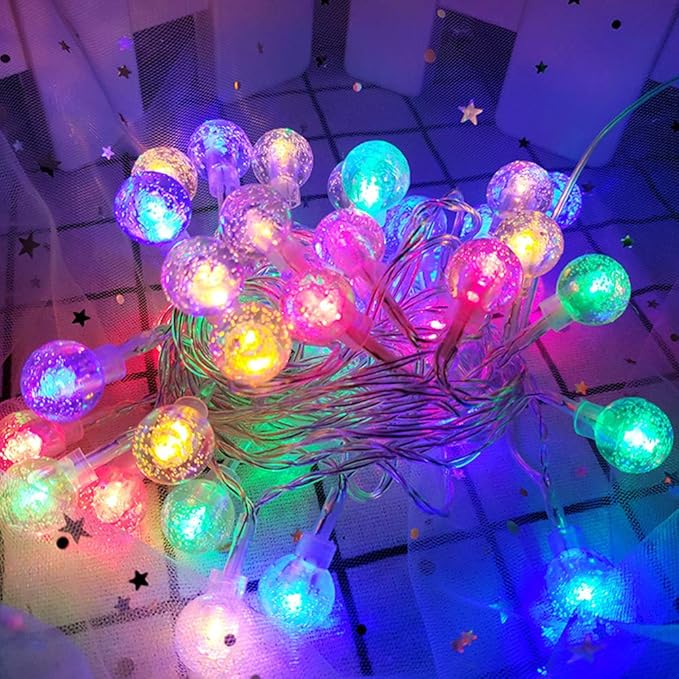 Coloured Globe String Lights Battery Operated,2 Pack 26.2FT 60 LED 16 Colour Changing Water Proof Crystal Ball Outdoor String Lights with Remote Control for Home, Patio,Party, Christmas, Garden Decor