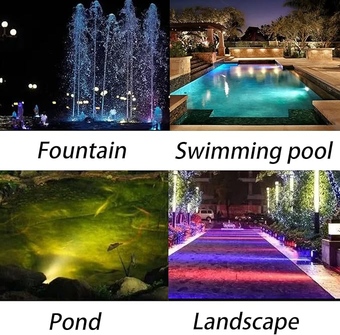 Colored Pond Lights with Timer, RGB Fountain Lights IP68 Waterproof Pond Light, Dimmable Outdoor Landscape Lights for Fish Tank Pond Fountain Garden, 6 Lights