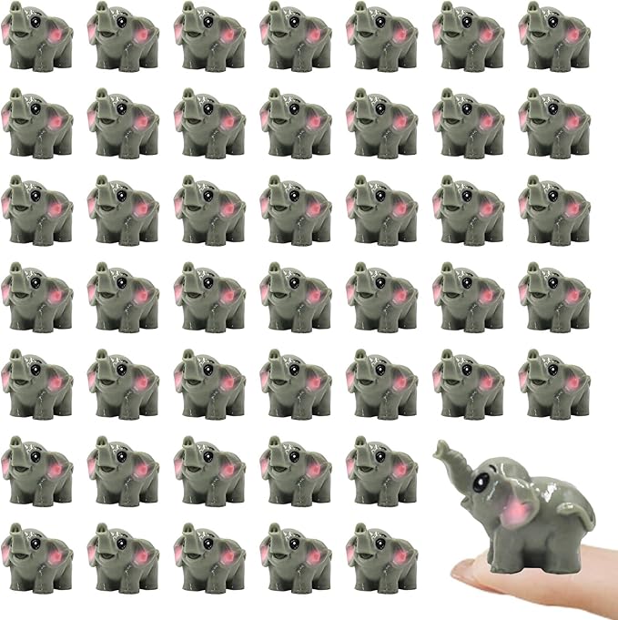 50 Pcs Mini Elephant Figurines for Fairy Gardens,Miniature Landscapes, Micro Landscape be Used for Various DIY Projects and Decorative,2 inches Long, 1 inch Wide, 1.2 inches high