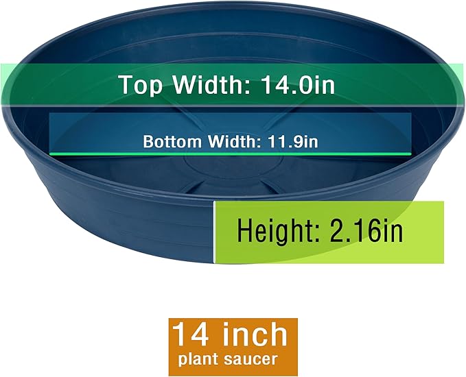 Plant Saucer 14 Inch 2 Pack 6 8 10 12 14 16 18 20 25, Plastic Plant Trays for Pots,Extra-Deep Plant Water Dray Tray, Bird Bath Bowl, Heavy Flower Plant Saucers Indoors and Outdoor No Holes