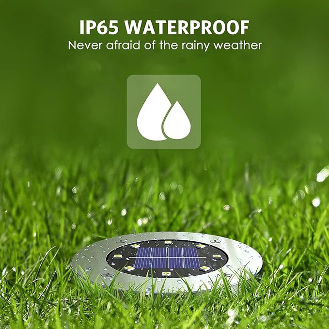 Solar Lights Outdoor,12 Pack Solar Lights Outdoor Waterproof,Solar Garden Lights Landscape Lighting for Outside Patio Pathway Yard Lawn Driveway Deck Step Walkway(White Light)