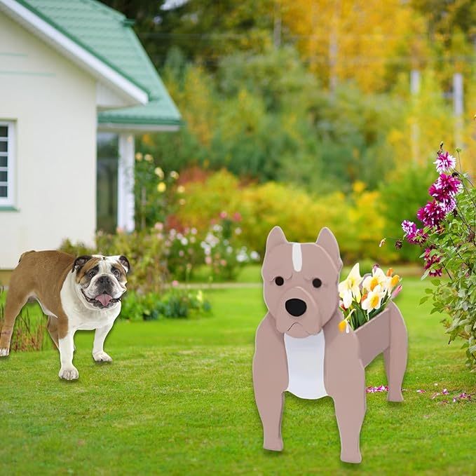 Bulldog Dog Planter Plant Pots,Cute Garden Dog Flower Planter,Dog Planters Birthday Gifts for Women,Office,Indoor/Outdoor Decor(9.45 * 7.32 * 13.5in)