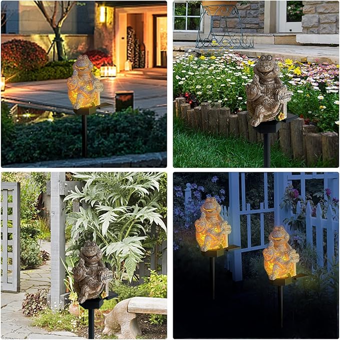 QH & Garden 2-Pack Squirrel and Turtle Garden Statues Decor,LED Waterproof Animals Lights for Garden, Balcony, Yard, Lawn, Pathway, Walkway - Garden Solar Powered Outdoor Decor