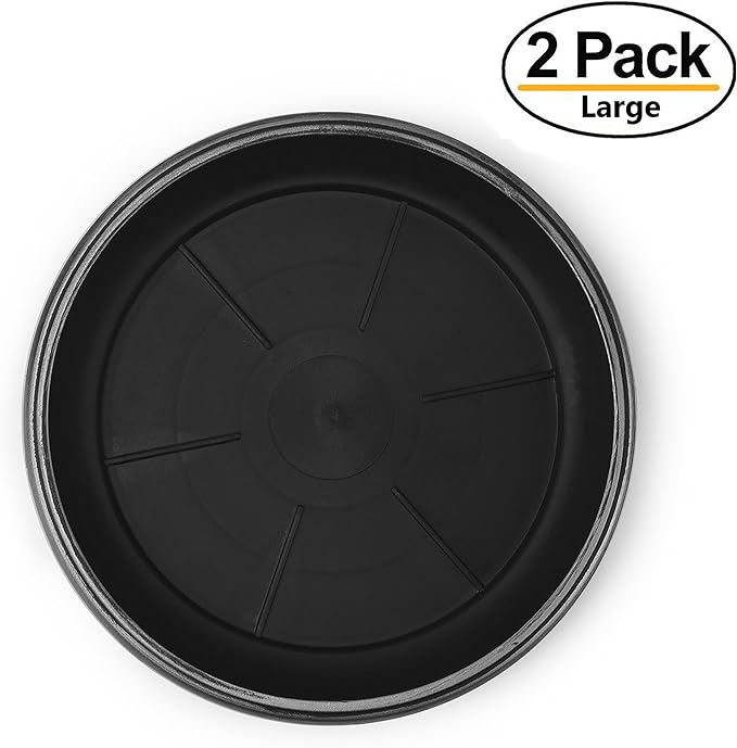 9" Decorative Heavy Duty Tray/Saucer (2 Pack) Rustic Medieval/French Country Look, Pot/Planter Base for Indoor/Outdoor Decor (9 inches, Silver)