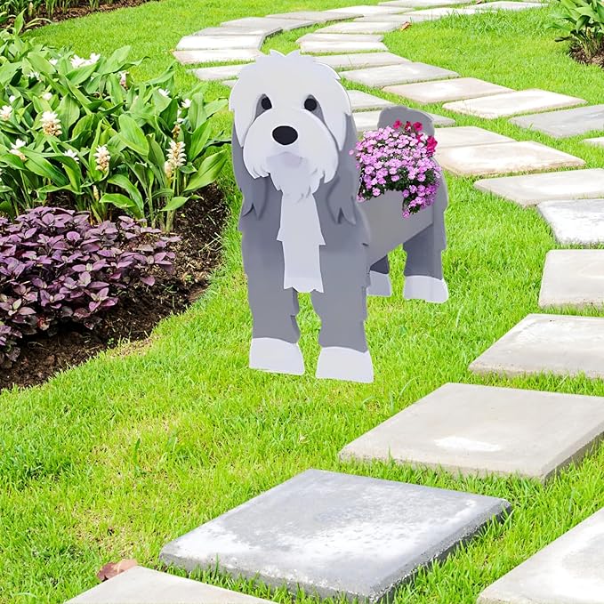 Baba Collie Dog Planter Plant Pots,Cute Garden Dog Flower Planter,Dog Planters Birthday Gifts for Women,Office,Indoor/Outdoor Decor(9.45in*5.98 * 13.54in)