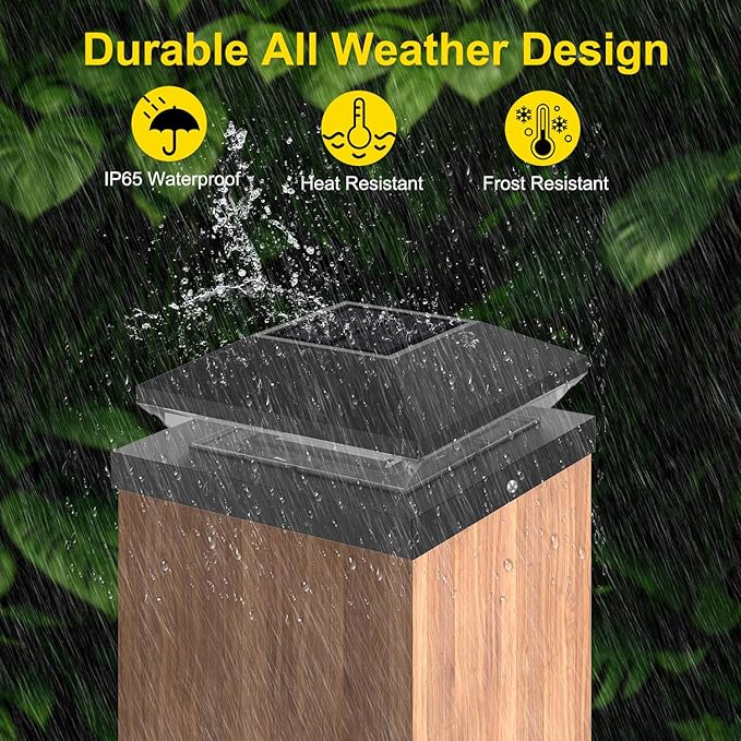 T-SUN 4x4 Solar Post Cap Lights Outdoor Waterproof, Solar Deck Fence Post Cap Lights for Wooden/Vinyl with Warm/Cool White Modes for Porch, Garden,Patio(12 Pack)