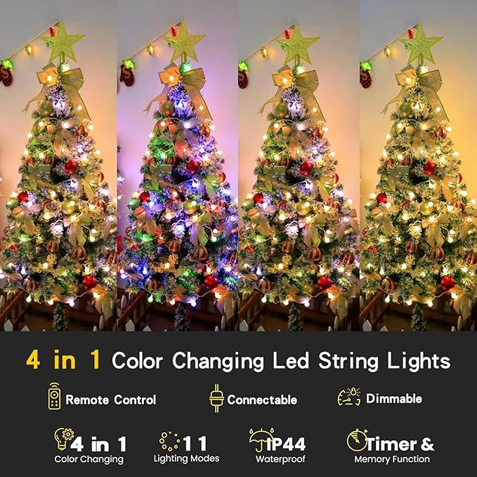 Globe String Lights,Multicolor 65.6 Feet 150 led 11 Lighting Modes Fairy String Lights with Remote,Waterproof Mini Globe Lights Decorn for Indoor Outdoor Party Wedding Christmas Tree Garden