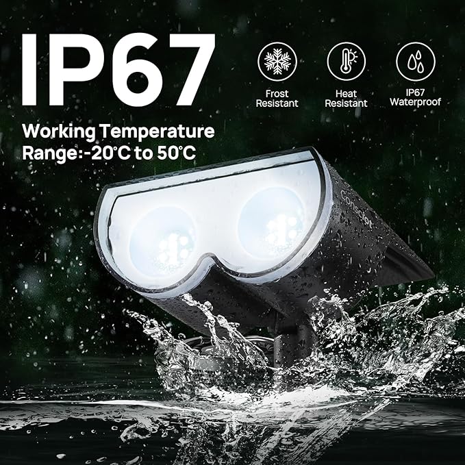 Solar Spot Lights Outdoor, Consciot 16 LEDs IP67 Waterproof Solar Outdoor Lights, Auto On/Off Solar Landscape Spotlights, 2-in-1 Adjustable Wall Lights for Garden Yard Pathway, 6 Pack (Cool White)
